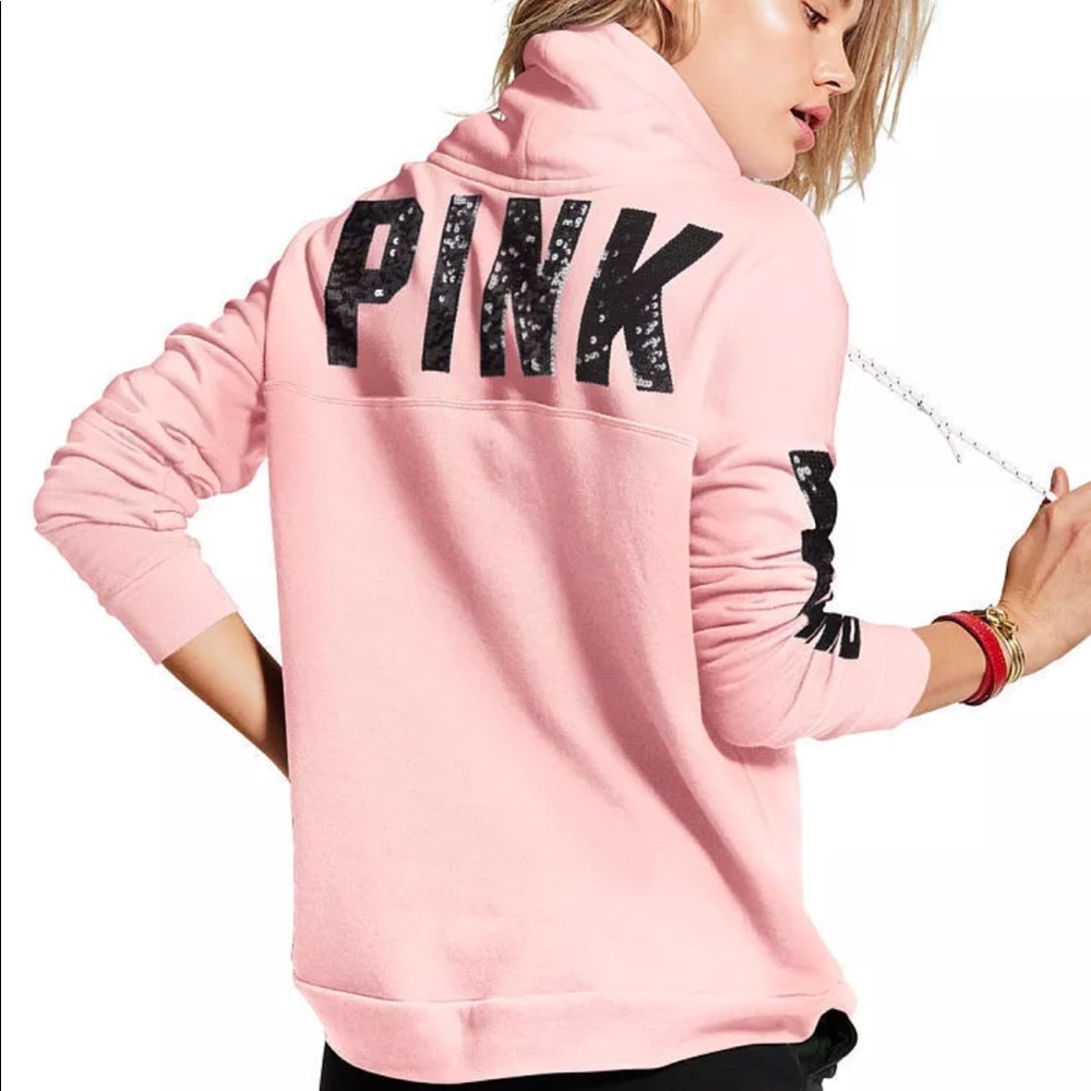 Victorias Secret Pink Bling Cowl Neck Pink Sweater